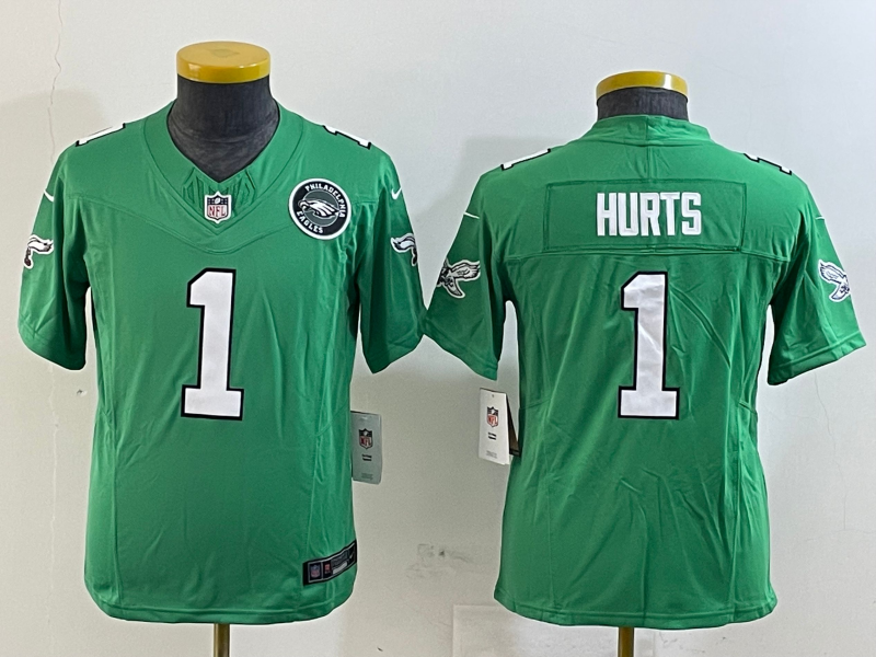 Youth 2025 Philadelphia Eagles 1 Hurts green Nike NFL jersey style 5